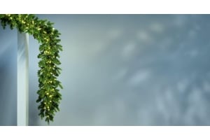 christmas garlands decorating staircase