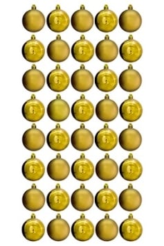 6cm Gold Bauble Set Shiny/Matt (40 pc)