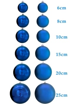 Bulk Blue Bauble Sets Shiny/Matte 6cm-25cm (Indoor/Outdoor use)