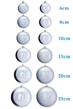 Bulk Silver Bauble Sets Shiny/Matte 6cm-25cm (Indoor/Outdoor use)