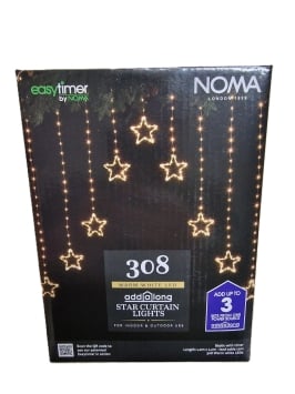 NOMA 1.2m x 1.2m  Star Curtain Lights - 308 Bright White LEDs
