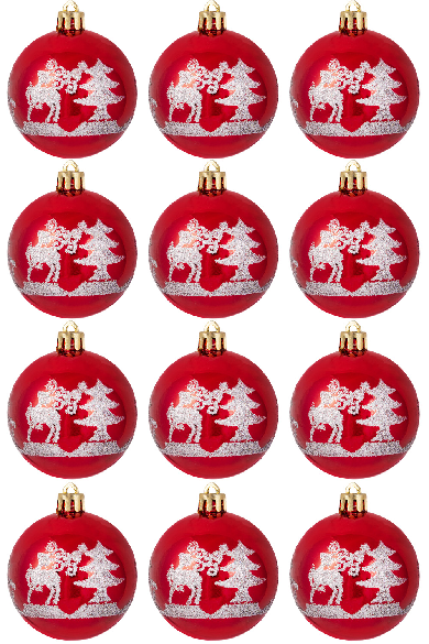 Hand Painted Shatterproof Bauble Design 11 (12 Pack)