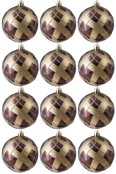 Hand Painted Shatterproof Bauble Design 27 (9-12 Pack)