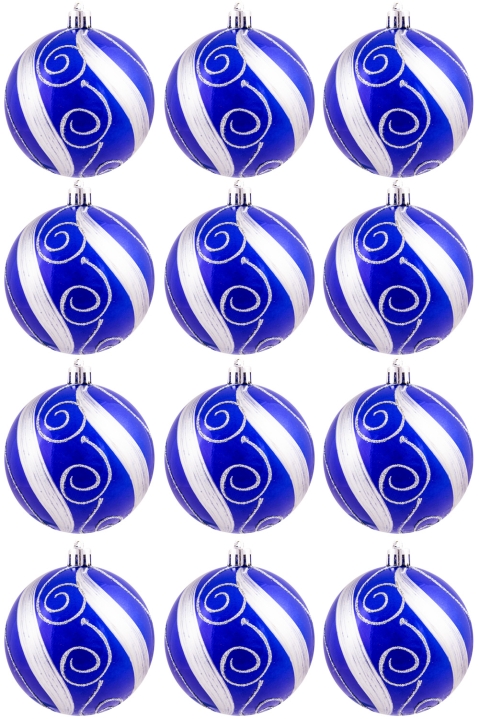 Hand Painted Shatterproof Bauble Design 42 (12 Pack)
