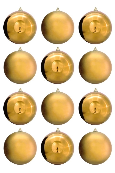 20cm Gold Bauble Set Shiny/Matt (12 pc)