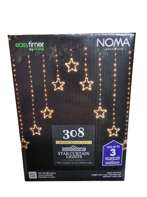 NOMA 1.2m x 1.2m  Star Curtain Lights - 308 Bright White LEDs