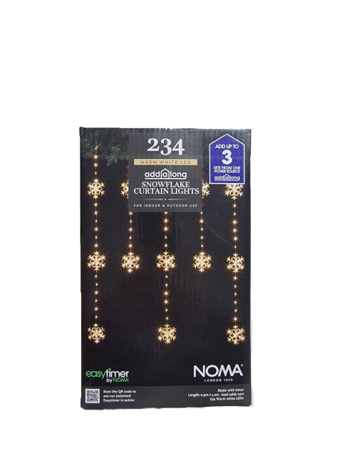 Noma 90cm x 1.2m 234 Warm White LED Snowflake Curtain Lights