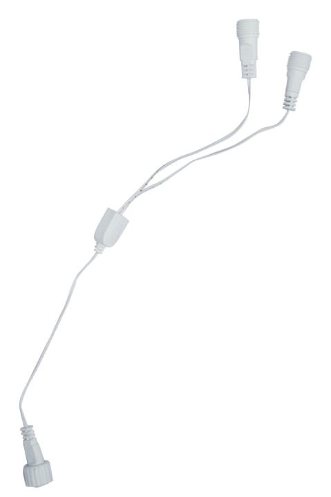 40cm Low Voltage 2 socket Y splitter lead - White cable
