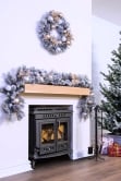 180cm Decorated Silver Mixed Pine Garland with Rose Gold Poinsettia