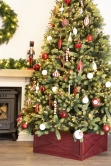 Red Wooden Tree Skirt - For 6ft-8ft Trees (Square Fit)