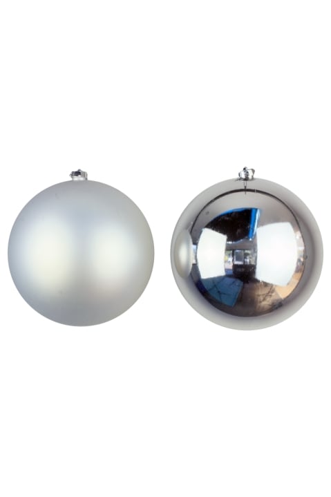 20cm Silver Bauble Set Shiny/Matt (12 pc)