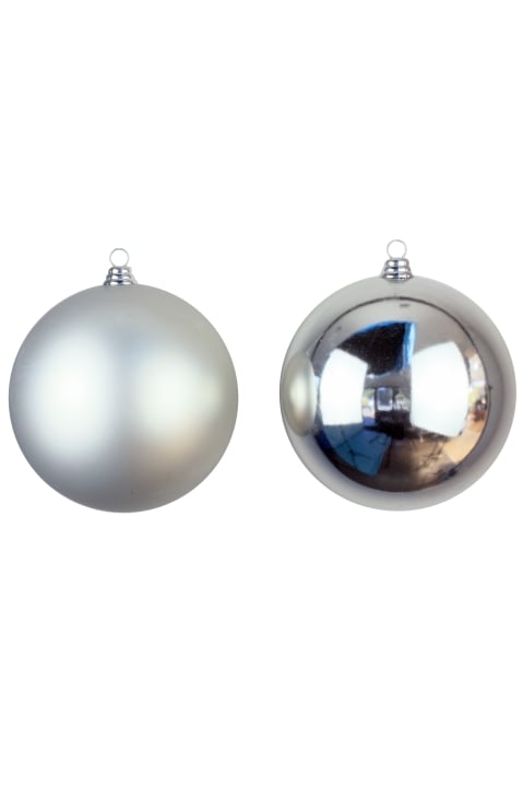 25cm Silver Bauble Set Shiny/Matt (4 pc)