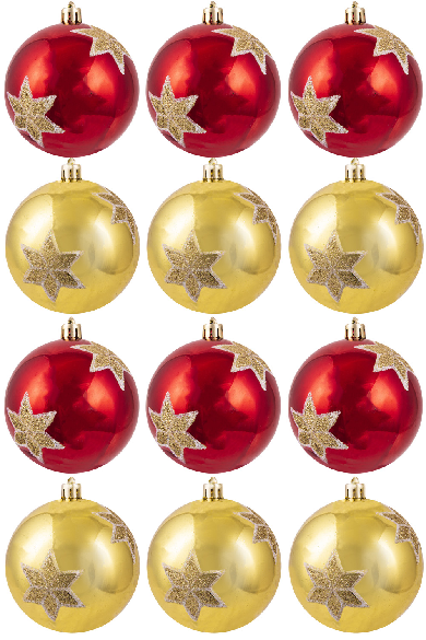 Hand Painted Shatterproof Bauble Design 32 (12 Pack)