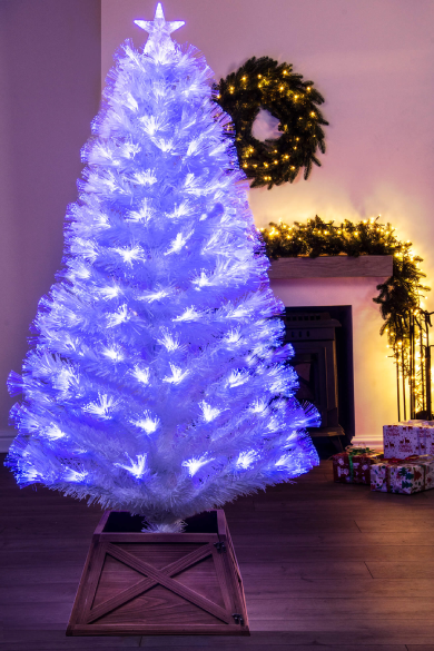 The 5ft White Blue Ripple Effect Fibre Optic Tree