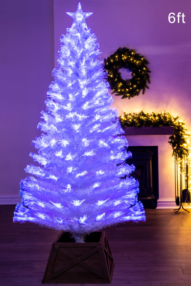 The 6ft White Blue Ripple Effect Fibre Optic Tree