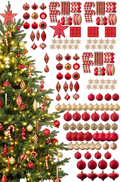 The 212pc Full Heavy Coverage Bauble Set (Choose colour for 8ft trees)