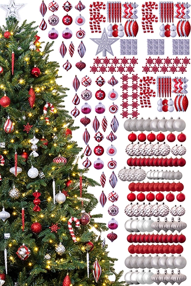 The 288pc Red & Silver Full Heavy Coverage Bauble Set (9ft trees)