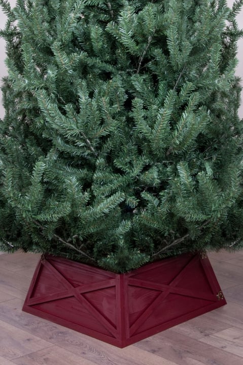 Red Large Wooden Trapezoid Christmas Tree Skirt