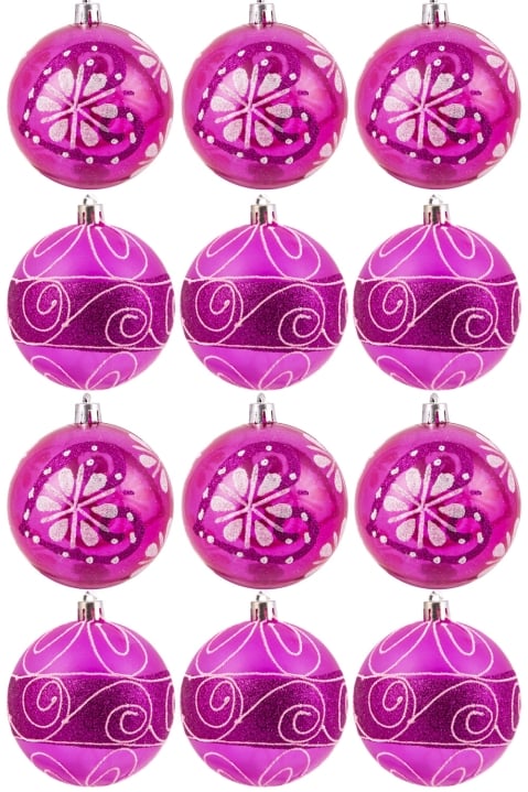 Hand Painted Shatterproof Bauble Design 2 (12 Pack)