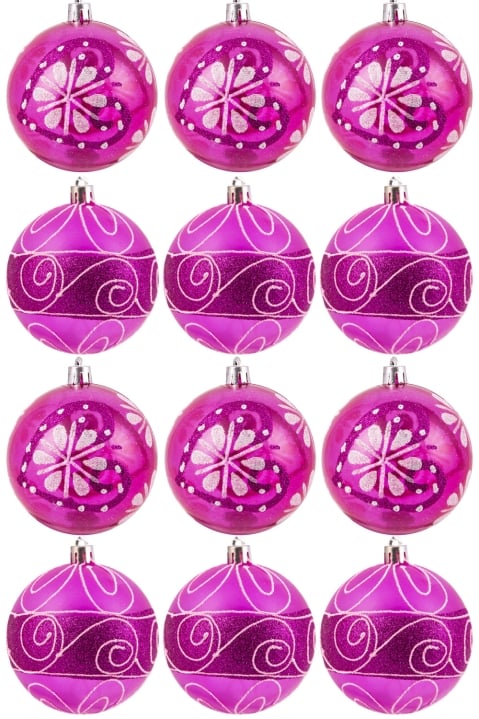 Hand Painted Shatterproof Bauble Design 2 (12 Pack)