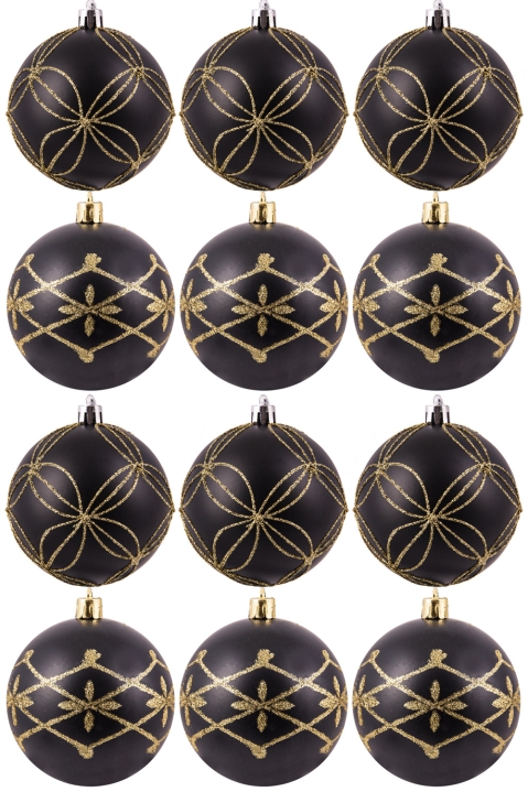 Hand Painted Shatterproof Bauble Design 4 (12 Pack)