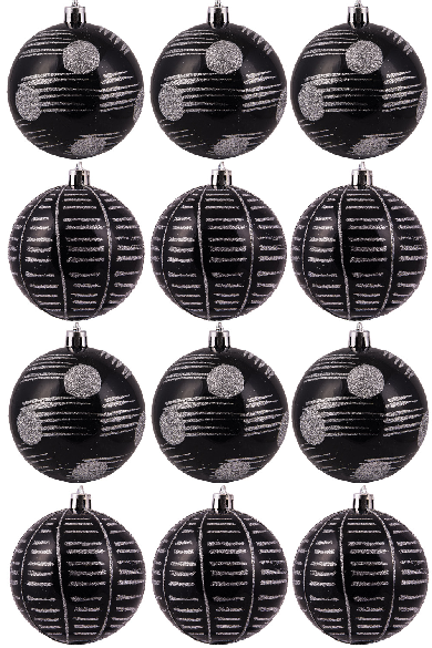 Hand Painted Shatterproof Bauble Design 6 (12 Pack)