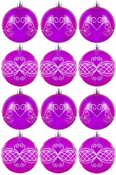 Hand Painted Shatterproof Bauble Design 1 (12 Pack)