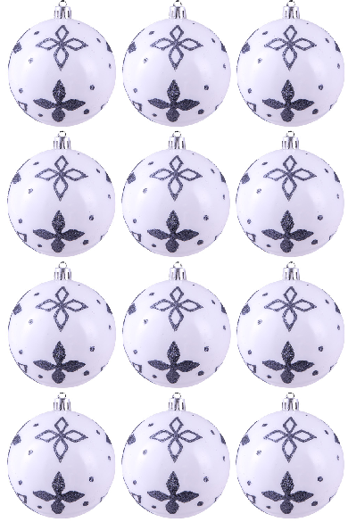 Hand Painted Shatterproof Bauble Design 19 (9-12 Pack)