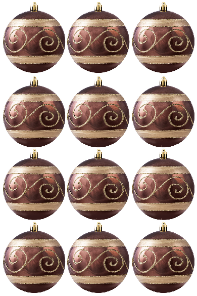 Hand Painted Shatterproof Bauble Design 25 (9-12 Pack)
