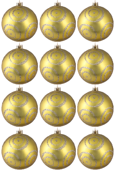 Hand Painted Shatterproof Bauble Design 22 (12 Pack)