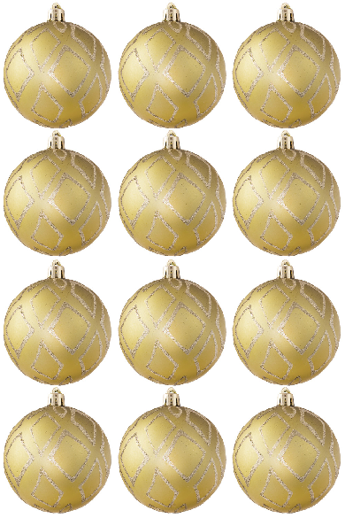 Hand Painted Shatterproof Bauble Design 23 (12 Pack)
