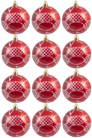 Hand Painted Shatterproof Bauble Design 30 (12 Pack)