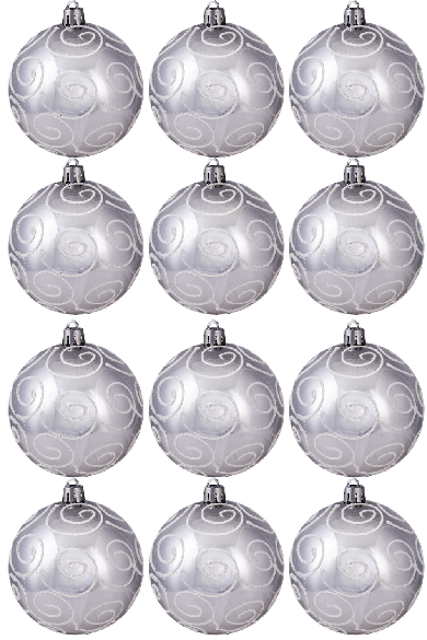 Hand Painted Shatterproof Bauble Design 38 (12 Pack)