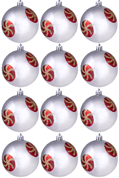 Hand Painted Shatterproof Bauble Design 39 (12 Pack)