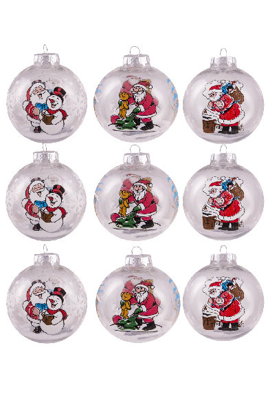 10cm Hand Painted Shatterproof Bauble Design 40 (9 pack)