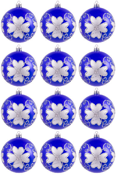 Hand Painted Shatterproof Bauble Design 44 (9-12 Pack)