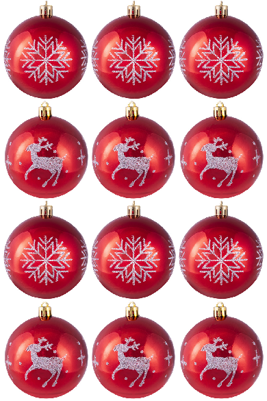 Hand Painted Shatterproof Bauble Design 9 (9-12 Pack)