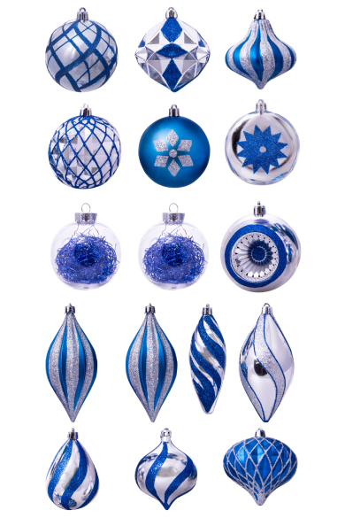 The Blue & Silver Bauble 16pc Feature Set