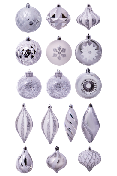 The White & Silver Bauble 16pc Feature Set | Christmas Decorations