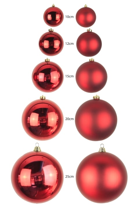 Bulk Red Bauble Sets Shiny/Matte 10cm or 25cm (Indoor/Outdoor use)