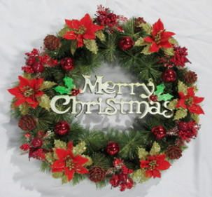 60cm Merry Christmas Decorated Wreath Design 3