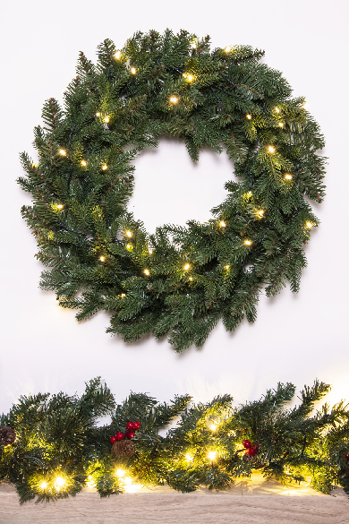 The Pre-lit Vivace Pine Wreath (50cm-60cm)