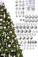 The 128pc White & Silver Full Heavy Coverage Bauble Set (6ft trees)
