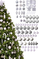 The 128pc White & Silver Full Heavy Coverage Bauble Set (6ft trees)