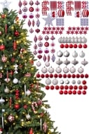 The 196pc Red & Silver Full Heavy Coverage Bauble Set (7ft trees)
