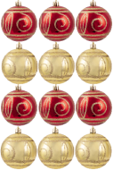 Hand Painted Shatterproof Bauble Design 34 (12 Pack)