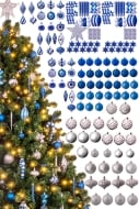 The 196pc Blue & Silver Full Heavy Coverage Bauble Set (7ft trees)