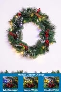 50cm Pre-lit Decorated Mixed Pine Wreath Warm White/Multicolour LEDs