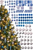 The 196pc Blue & Silver Full Heavy Coverage Bauble Set (7ft trees)