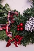 50cm Decorated Mixed Pine Wreath with Tartan Bows